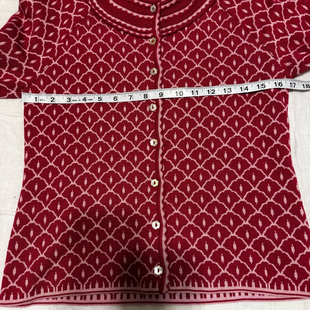 Oleana Button Down Silk and Merino Wool Knit Pink Sweater Size Small - Picture 9 of 15